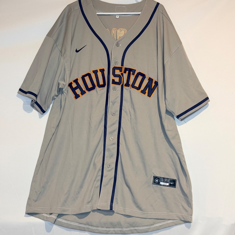 Nike Houston Astros Alex Bregman 2 Baseball Jersey Gray Mens 6XL